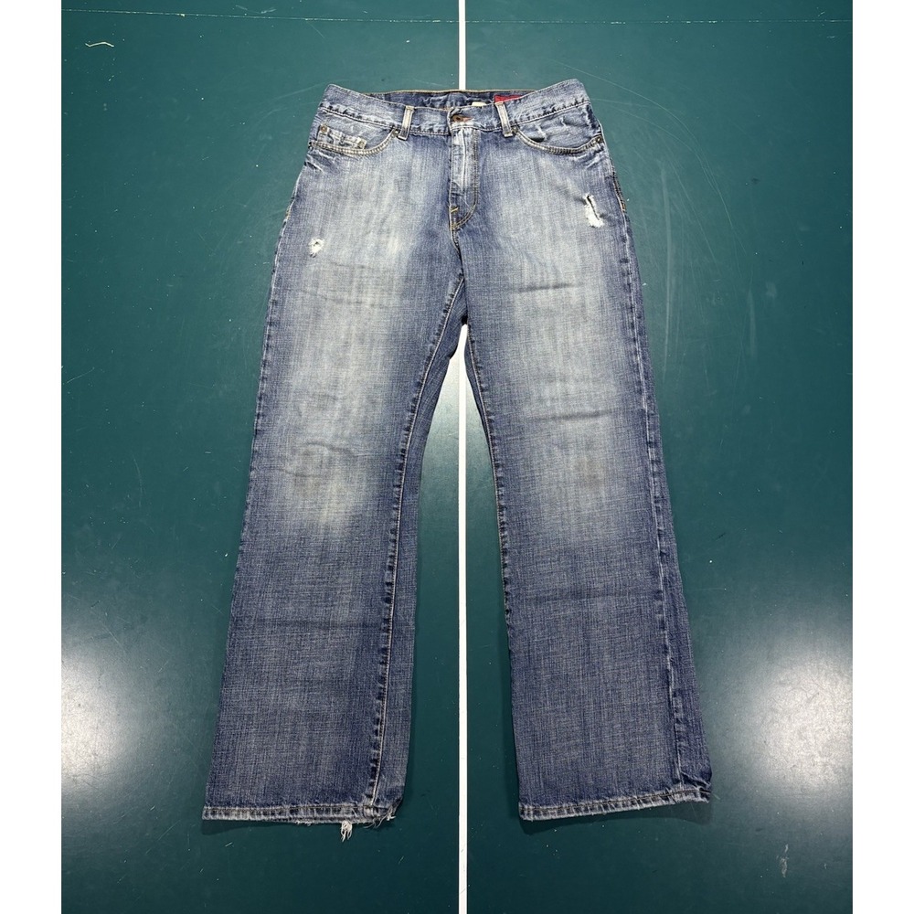 Vintage X2 Classic M22 Boot Cut Jeans Mens 33x32 Blue Distressed Faded Denim Y2K
